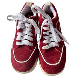 Skechers Red & White Mid Heel Leather Upper Sneakers Women's Size 7.5 (READ)